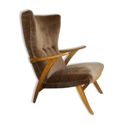 fauteuil haut scandinave - marron