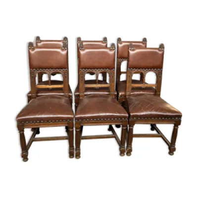 Chaises de style Renaissance-chêne - cuir