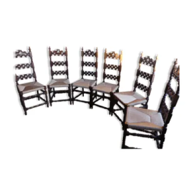 Ensemble de 6 chaises - assise paille