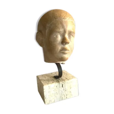 Sculpture buste de jeune - pierre dure