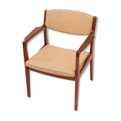 fauteuil danois moderne - cuir teck
