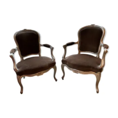 Paire de fauteuils Louis - bois brun