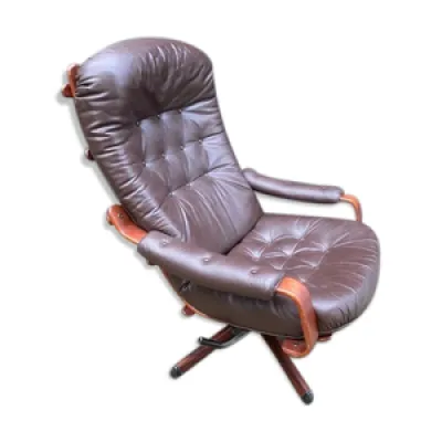 fauteuil scandinave lounge - 1970 cuir