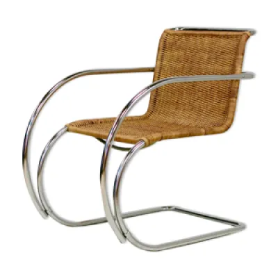 fauteuil MR20 acier chromé - rotin 1960