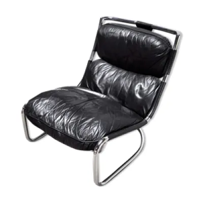 Chaise longue italienne - cuir noir