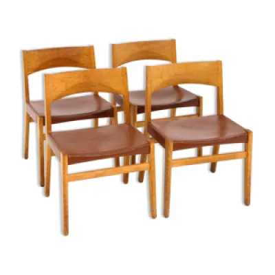 set de 4 chaises en cuir, - 1960
