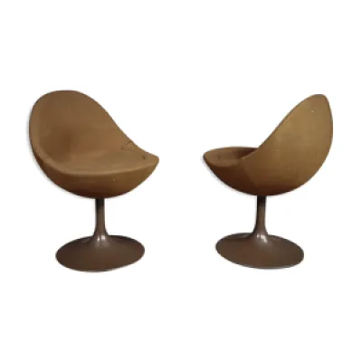 Brown Scandinavian Armchairs - set