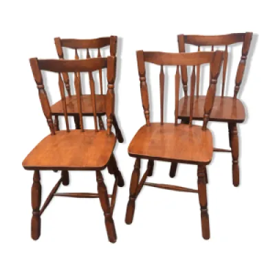 4 chaises en bois massif, - 1950