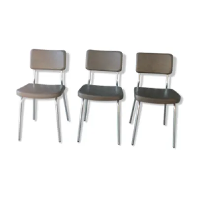 3 chaises simili cuir - bronze vert
