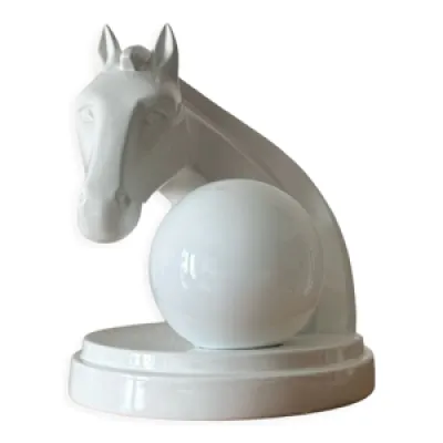 Lampe cheval, zoomorphe - blanche