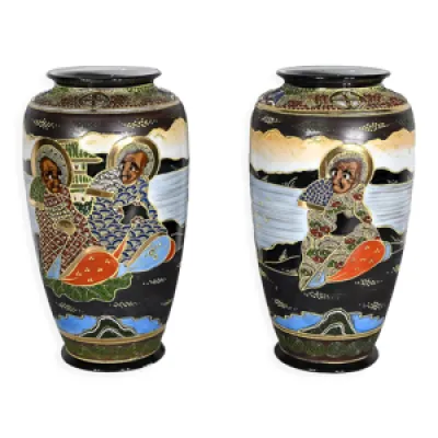 Paire de vases satsuma - porcelaine japon