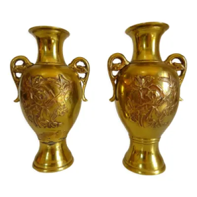 Paire de vases Japon - bronze fin