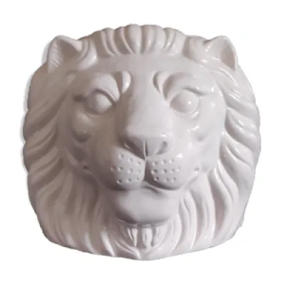 Cache-pot lion en céramique - blanche
