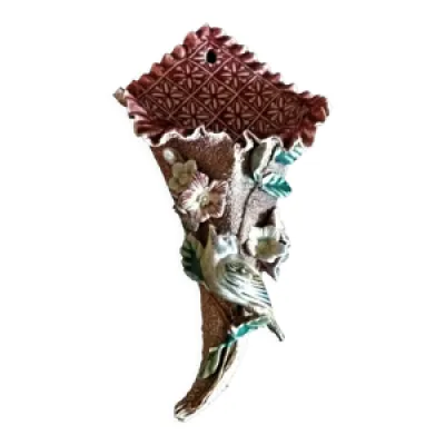 Vase cornet bouquetière - oiseau fleurs