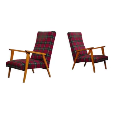 Paire de fauteuils français - tissu motif