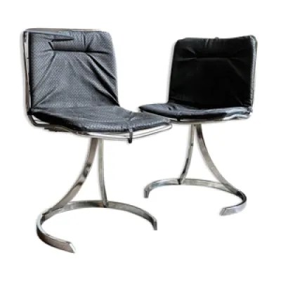 2 chaises en métal chromé - noir
