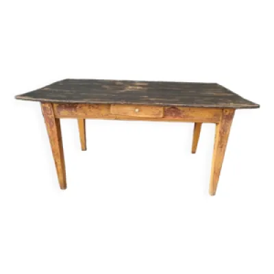 Table de ferme bois dessus - noire