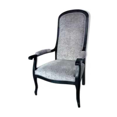 fauteuil Voltaire ancien - velours gris