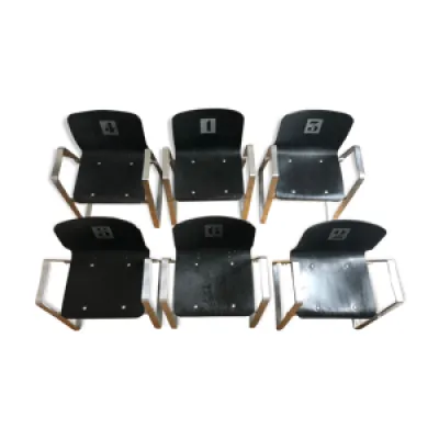 Ensemble de 6 chaises - accoudoirs acier