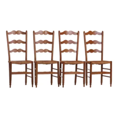 4 chaises paillées style - artisanale
