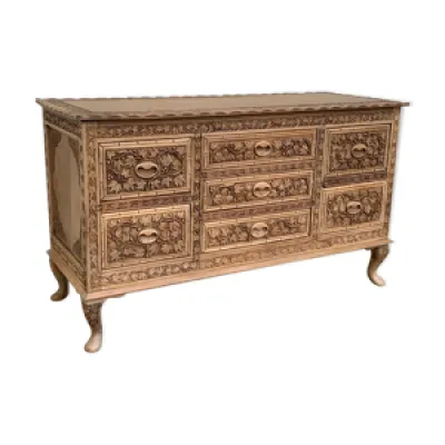 Commode Indienne basse - 1950 massif