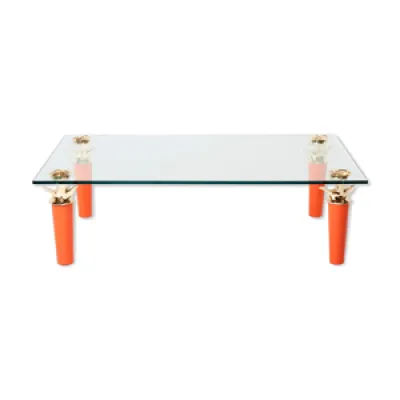 Table basse laque orange bronze