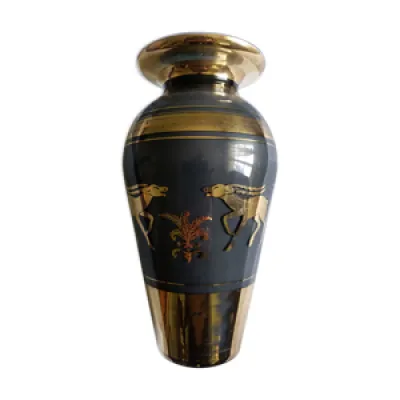 Vase art déco gazelle - noir verre