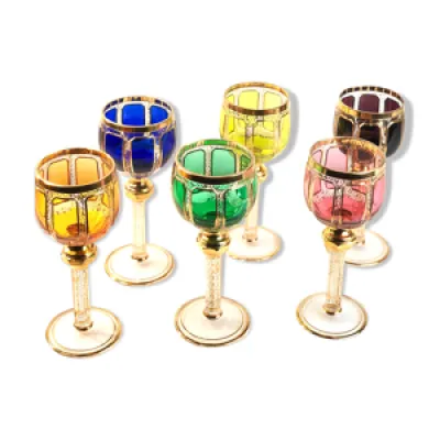 6 verres à vin hauts - cristal couleurs