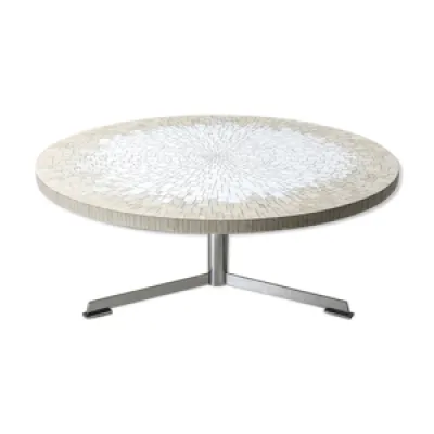 Table basse mosaic blanche - chrome