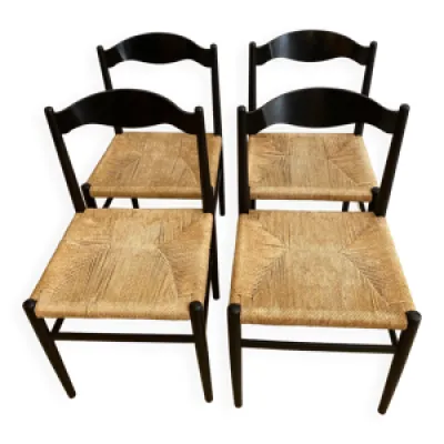 4 chaises vintage paillées