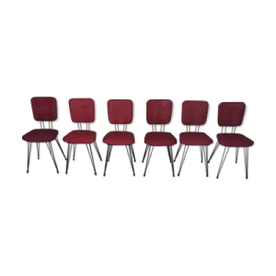 6 chaises vintage rouges
