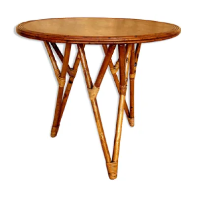 Table vintage en bambou - rotin