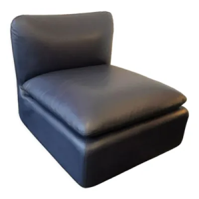 fauteuil chauffeuse vintage - cuir bleu