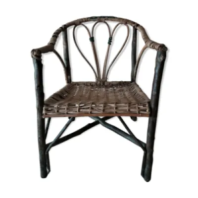 fauteuil d'enfant vintage - rotin bois