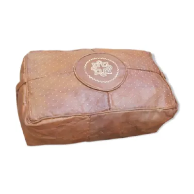 pouf marocain vintage - cuir