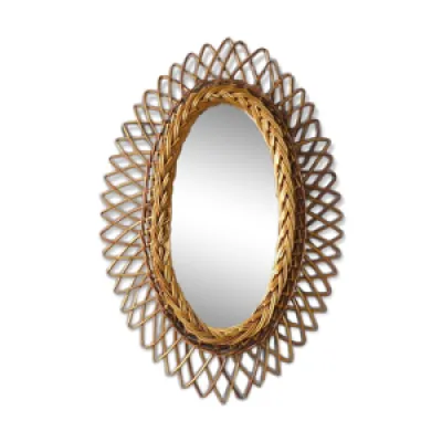 miroir ovale en rotin - 38x56cm