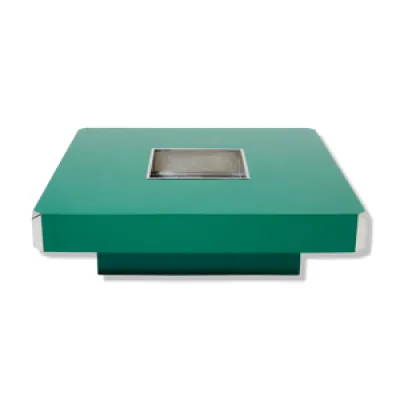 Table basse carrée laque - 1970 chrome