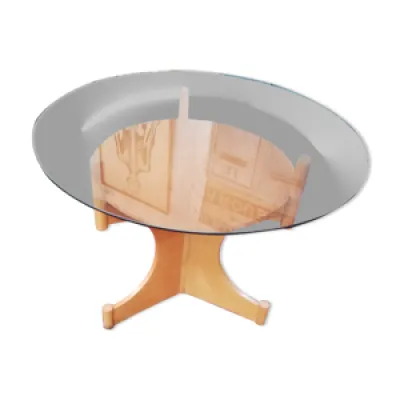 Table ronde vintage en - bois plateau