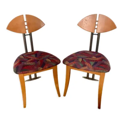 Chaises vintage en bois - tissu