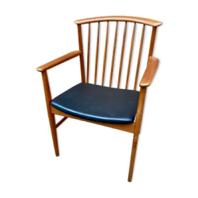 fauteuil de bureau scandinave - cuir teck