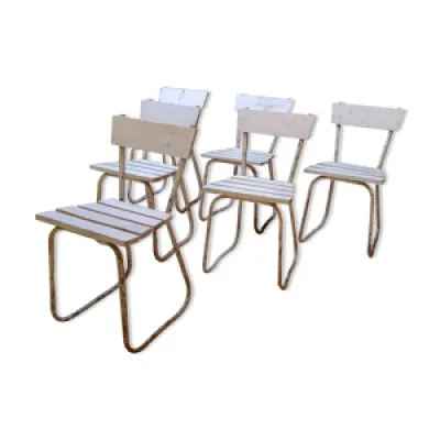 6 chaises de jardin vintage - bois