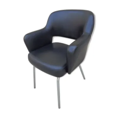 fauteuil vintage de conférence - skai noir