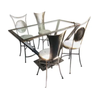 Table en acier brute - chaises