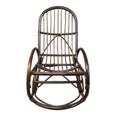 Rocking-chair en bambou - 1970 rotin