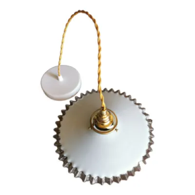 Lampe suspension vintage - opaline blanche