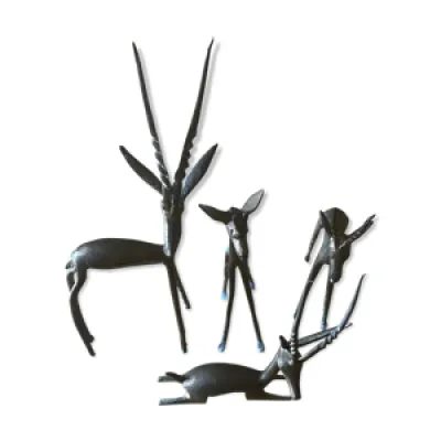 set de 4 sculptures d'animaux - laiton