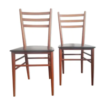 Lot de 2 chaises vintage - bois skai