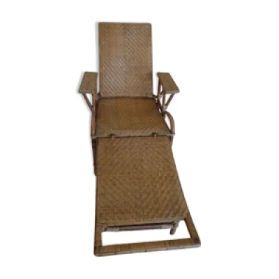 chaise longue rotin vintage