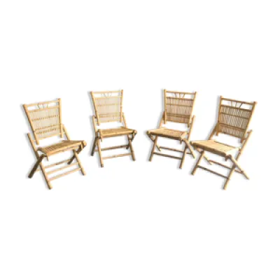 4 chaises vintage en - bambou