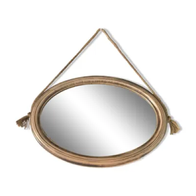 Miroir ovale en bois - cordage